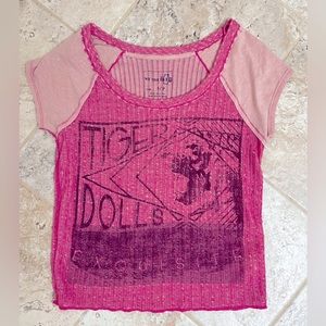 Vintage Free People pink ribbed baby t-shirt Size Small